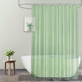 UFRIDAY Sage Green Clear Shower Curtain Liner 72 x 78 inches，Long Shower Curtain Liner 78 Length Plastic Bathroom Shower Curtain Liner with Rustproof Metal Gromments and 5 Weighted Magnet