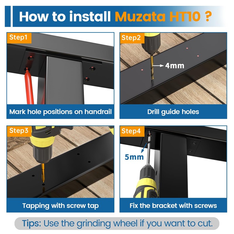 Muzata 6'6" Black Cable Railing Handrail Rectangular Stainless Steel Handrail