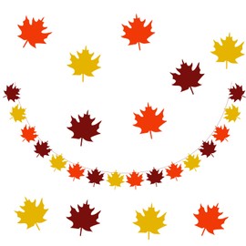 2 Strings Autumn Decorations Felt Garland & Banner Set - Textured Maple Leaf Bunting for Fall Harvest Decor, Thanksgiving Home Decorations, Rustic Farmhouse Gifts & Festival Wall Décor Autumn Bunting