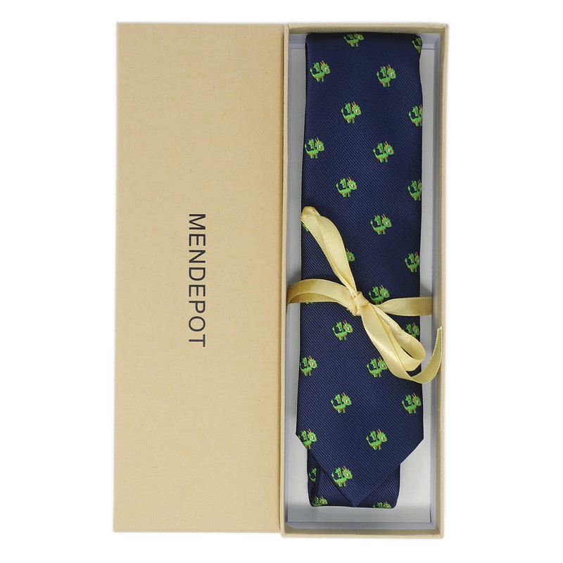 MENDEPOT - Corbata con diseño de dragón con caja verde