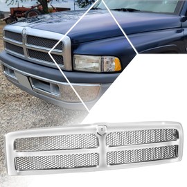 Factory Style Honeycomb Mesh Front Bumper Grille w/Badge Slot Compatible with 94-95 Dodge Ram 1500 2500 3500 Pickup