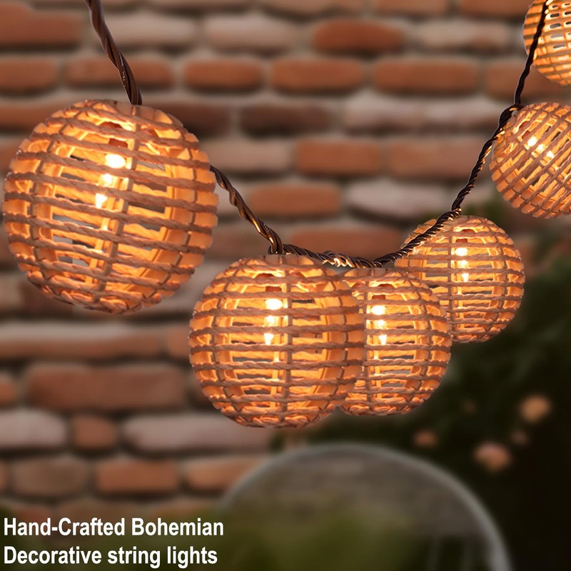 Decorative String Lights Plug in with 10 Incandescent Bulbs, Natural