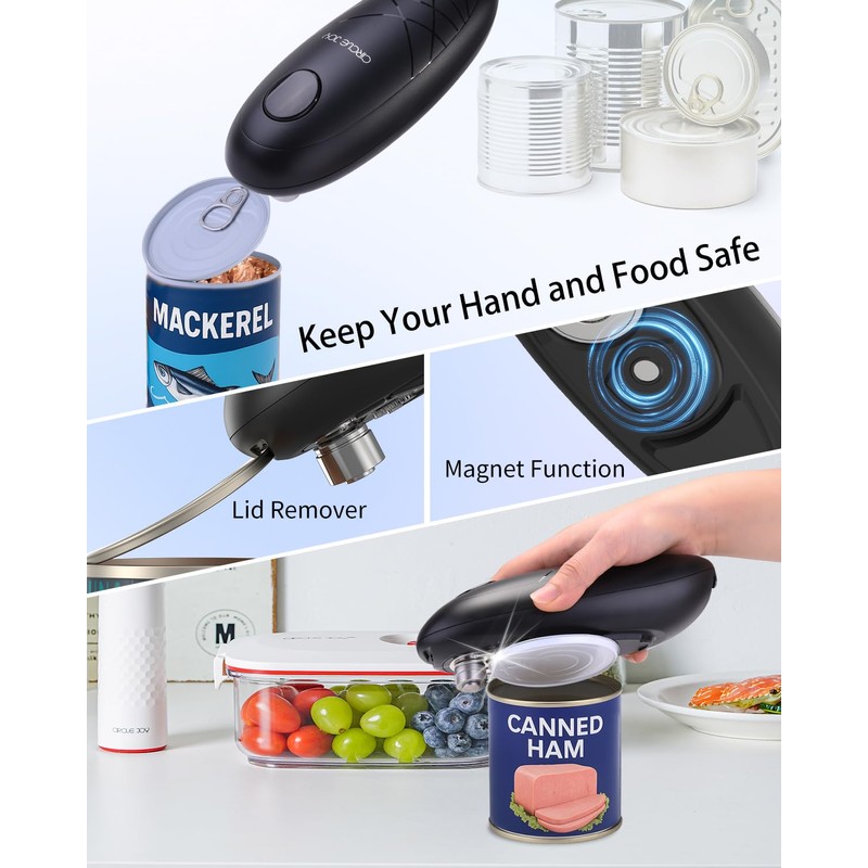 CIRCLE JOY Electric Can Opener, One-Touch Automatic Can Opening with