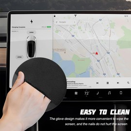 Zpana Car Touch Screen Cleaner Cloth, Microfiber Vehicle Touchscreen Cleaning Pad, Foldable Automotive Interior Screen Wipes Accessories for Dashboard LCD Display, Universal Fit(Round/Black Grey)