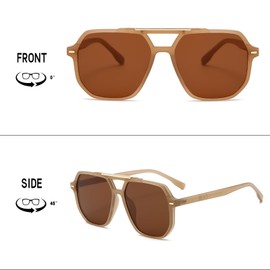 LOJUDI Retro Sunglasses Women Men 70s Vintage Square Aviator Glasses Large Lenses Glasses for UV400 Protection, Brown/Brown Lenses