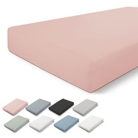 Walra Fitted Sheet 90 x 220 cm, 100% Cotton Fitted Sheet, Perfect Mattress Fit, Soft Feel, Wrinkle & Non-Iron - Old Pink