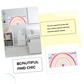 ULTECHNOVO Rainbow Wall Sticker for Room DIY Peel and Stick PVC Decal Beautiful Rainbow Themed Nursery Decor Cute and Hearts Design Easy to Apply No Residue