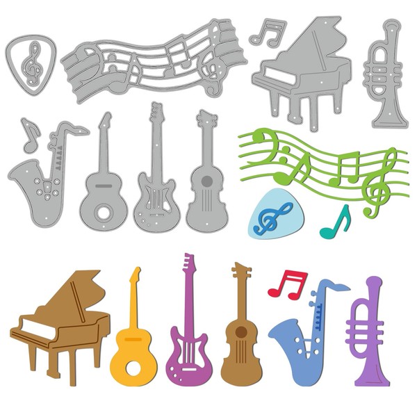 GLOBLELAND Musical Instrument Piano Guitar Cutting Dies for Music Lover