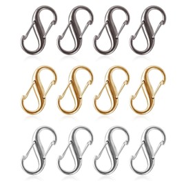 LEEQBCR Pack of 12 Picture of 8 Buckle, Anti-Theft Zip Pendant Backpack Lock Double Lock Spring Hook S Shape Zipper Clip for Home Key Outdoor Activities