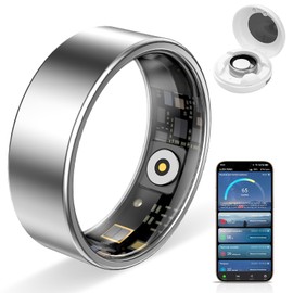 HPLSZCN Waterproof Smart Ring with Fitness Tracking, Heart Rate & Sleep Monitor, Step Counter for Android/iOS Phones,No Subscription Fee (Silver, 7)