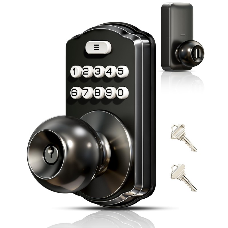 Veise Keypad Door Knob Lock, Keyless Entry Digital Lock with