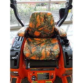 Durafit Seat Covers KU08 Exact FIT SEAT Cover for KUBOTA MOWERS. ZD321, ZD323, ZD326, ZD331, ZG327 | Kubota Lawn Mower Seat Cover | Riding Lawn Mower Seat Cover (MC2 Orange Camo Endura)
