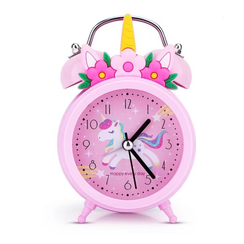 Pink Unicorn Kids Alarm Clock – Cute Double Bell Bedside