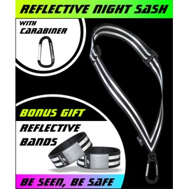 FREEMOVE Reflective SASH with 2 Reflective Arm Bands/Reflective Wristbands > Ultralight & Practical > Reflective Vest Gear for Your Visibility at Day & Night >for Dog Walking >for Women, Men, Kids