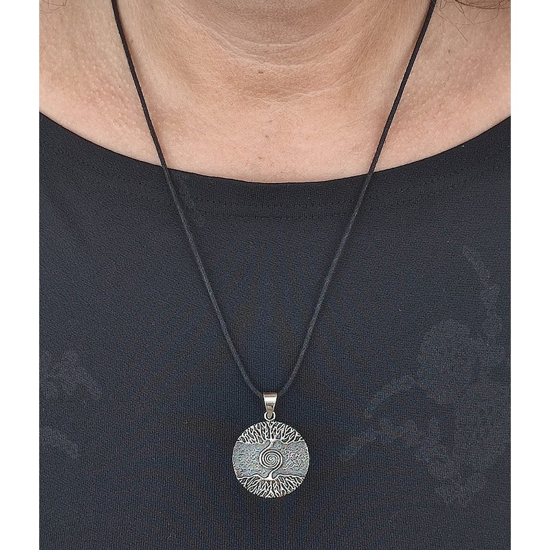 Kiss of Leather Tree of Life Pendant with Spiral 925