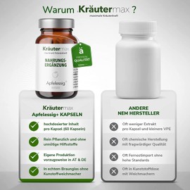 NEU! Kräutermax Apfelessig Kapseln | Apfelessig Kapseln Vegan nach Kräutermax Manier | Apfelessig Kapseln Hochdosiert mit Vitaminkomplex Biotin, Folsäure, Vitamin B6 und B12 | 1 x 60 Stück