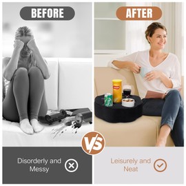 IGOHEALS Couch Cup Holder Pillow-Sofa Cup Holder for Bed, Rv, Tv, Car, Man Cave, Backseat |Remote, Drinks, Snacks Tray Organizer Caddy Cupholder (Flower-PU Pink)