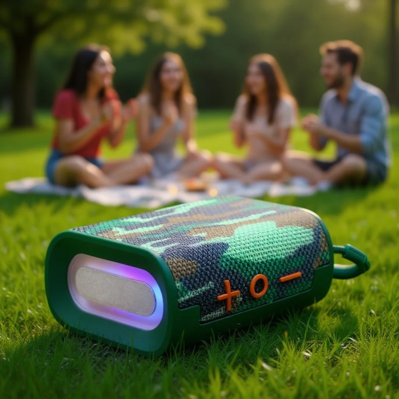 Go4Pro Portable Bluetooth Speaker Camo Outdoor Wireless RGB Light Rechargeable
