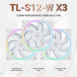 Thermalright TL-S12W X3 CPU Fan 120mm Case Cooler Fan, 4pin PWM Silent Computer Fan Under 23.2dB(A) for Case CPU Liquid Cooler and CPU Air Cooler, Quiet CPU PC Fan