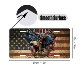 Chroleia God Bless America License Plate – American Flag with Bald Eagle Patriotic Front Plate for Car, Truck, SUV – Durable Aluminum USA Auto Accessory