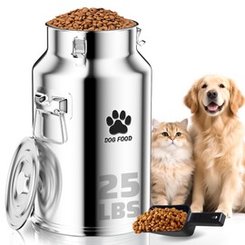 25Lbs Metal Dog Food Storage Container, Dog Food Storage Tank, Multifunctional Storage Bin with Sealed Lid and Spoon, Pet Food Storage Container for Dogs and Cats, Keeping Fresh and Easy to Clean
