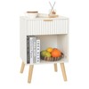Fultyle White Nightstand, Modern Bedside Table with Drawer and Opening