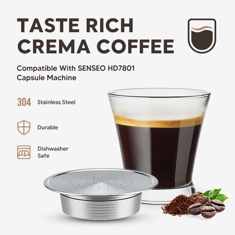 Espresso Reusable Pod Coffee Capsules for Senseo HD7801,Stainless Steel Phillips