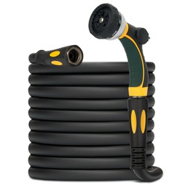 TheFitLife Garden Flexible Hose - Heavy Duty Kink Resistant Water Hose with Soft Grip Handle and 8 Function Nozzle, Durable, Strength and Leak Proof Hose for Gardening, Outdoor, Yard (50ft)