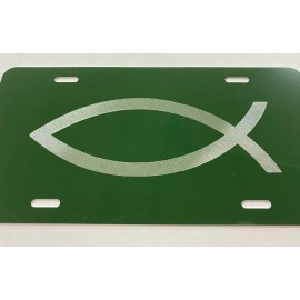 Carolina Engravers NEW Christian Fish Hunter Green Engraved License Plate Vanity Car Tag Gift