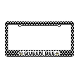 Graphics and More Queen Bee - Bumble Bee - License Plate Tag Frame - Polka Dots Design