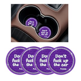 Ziciner 4 Pack Bling Car Cup Holder Coaster, 2.75 Inch Anti-Slip Auto Insert Cup Coaster, Crystal Car Drink Cup Mat Perfect for Women Girls, Universal Interior Decor Accessories (Dark Purple)