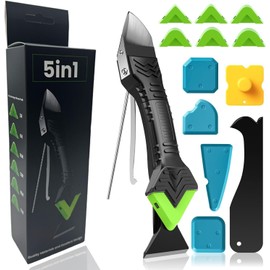 Silicone Caulking Tool 5 in 1,Caulk Remover Kit for Bathroom, Kitchen