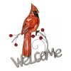 Rustic Country Red Cardinal Bird Perching On Branch Welcome Sign