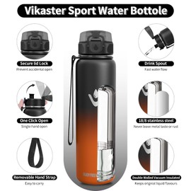 Vikaster Stainless Steel Water Bottle, 1000 ml Stainless Steel Drinking Bottle, Leak-proof Water Bottle for School, Sport
