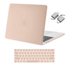 MOSISO Funda Compatible con Macbook Pro 13 2024-2016 M2 A2338 M1 A2251 A2289 A2159 A1989 A1706 A1708,Plástico Carcasa Rígida&Teclado Cubierta(USA Versión)&2 Adaptador Tipo C Paquete, Camello