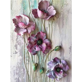 Amison 5D Diamond Painting Flor Rosa Morada Kit de Arte Pintura de Diamantes DIY 30x40 cm Resina Unisex Realista para Toda Estación Niños Adolescentes Jóvenes Adultos