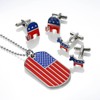 Bling Jewelry Stainless Steel Patriotic USA Flag Dog Pendant on