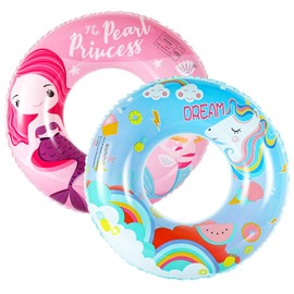 HeySplash Inflatable Swim Rings, 2 Pack Pool Floaties Party Toys Summer Swimming Rings Pool Floats, Inflatable Pool Tubes Cute Funny Swim Float Tube for Kids Adults Water Activities