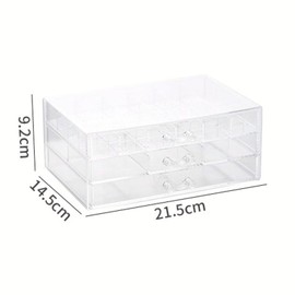 Jinavoty Earring Storage Box, Acrylic Jewellery Storage Box, Clear Earring Organiser Box with 3 Drawers for Women Girls (3 Drawers)