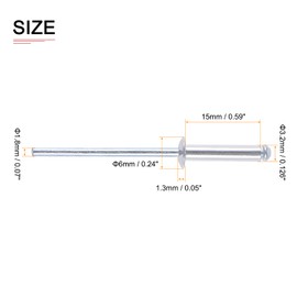 DTGN 60pcs 3.2mm x 15mm (DxL) Blind Rivets Mechanical Connection Aluminum Dome Opening Rivets Open Rivets