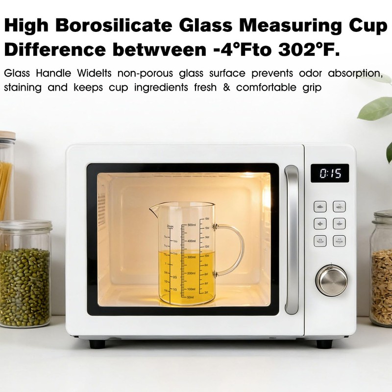 BZTT 18OZ Glass Measuring Cup with Insulated Handle V-Shaped Spout