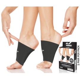 Physix Gear Sport Arch Supports for Plantar Fasciitis Relief (1 Pair) - Foot Sleeve Arch Support for Flat Feet, Plantar Fasciitis Wrap, Arch Compression Support Sleeves, Fast Relief (Black, S)