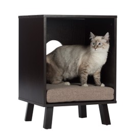 Paws & Purrs Pet Bed and End Table, Espresso/Sand