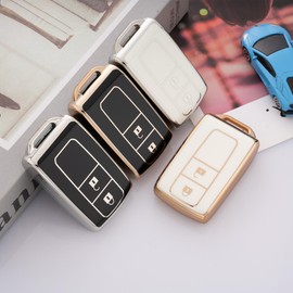Toyota Daihatsu Key Case, Tanto Custom, Smart Key Case, Tanto Exe, Move, Custom Copen, Passo Boon, COO Key Cover, TPU Scratch-Resistant, gold and white