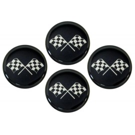 EC Products Corvette Emblem Set Wheel Cross Flag Black 2" Set of 4