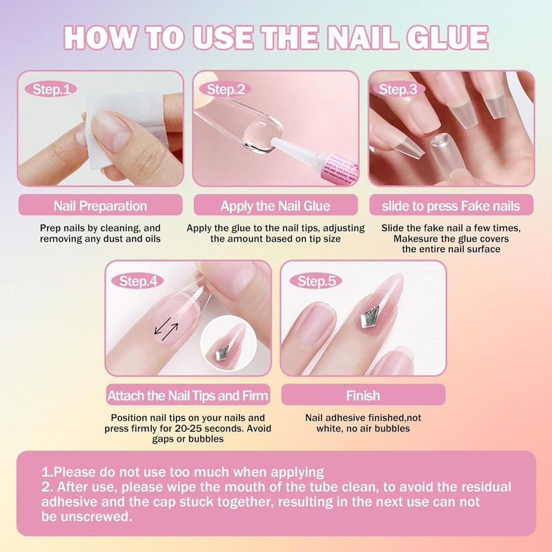 MAGIC ARMOR 15pcs Nail Glue for Acrylic Nails Professional Nail