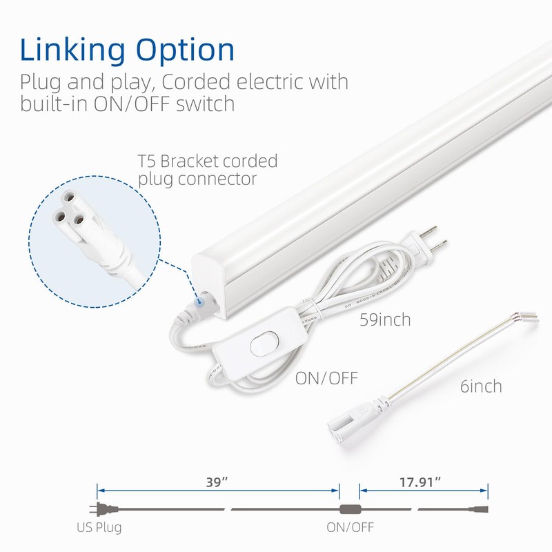 LELEJU LED Shop Light 2FT, 1100lm, 6000K, 10W, Under Cabinet