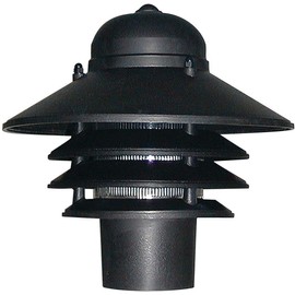 Solus Nautical Outdoor Post Top Light – Bollard Fixture for 3" Pole with LED Bulb, 3000K or 4000K, Clear Prismatic Acrylic Shade, Black or White Finish, UL Listed, Non-Corrosive, Made in USA, (Black)