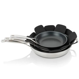 MUNSKT 6 Piece Pot Pan Protectors for Stacking, Larger Thicker Saucepan Protectors of 3 Sizes, Adjustable Felt Thermal Insulation Mat, Anti-Skid Reusable Kitchen Accessories