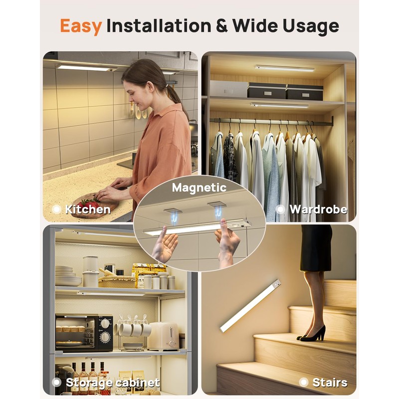 Under Cabinet Lighting Wireless,16 inch LED Motion Sensor Light Indoor,